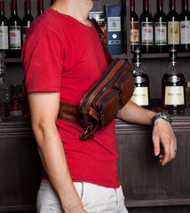 Leather Fanny Pack Mens Waist Bag Hip Pack Belt Bag Bumbag for Men