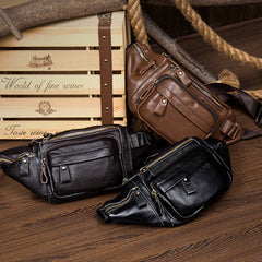 Leather Fanny Pack Mens Waist Bag Hip Pack Belt Bag Bumbag for Men
