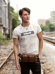 Leather Fanny Pack Mens Waist Bag Hip Pack Belt Bag Bumbag for Men