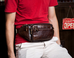 Leather Fanny Pack Mens Waist Bag Hip Pack Belt Bag Bumbag for Men