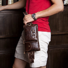 Leather Fanny Pack Mens Waist Bag Hip Pack Belt Bag Bumbag for Men