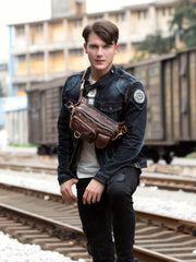 Leather Fanny Pack Mens Waist Bag Hip Pack Belt Bag Bumbag for Men