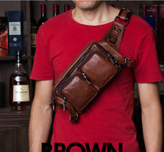Leather Fanny Pack Mens Waist Bag Hip Pack Belt Bag Bumbag for Men