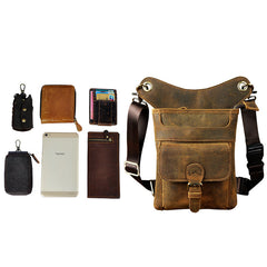 Leather Drop Leg Bag Belt Pouch Mens Waist Bag Shoulder Bag for Men