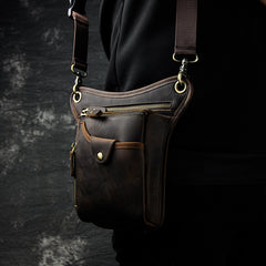 Leather Leg Bag Belt Pouch Mens Waist Bag Shoulder Bag for Men