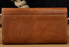 Cool Mens Leather Long Wallet for Men Long Trifold Brown Wallets - iwalletsmen