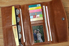 Cool Mens Leather Long Wallet for Men Long Trifold Brown Wallets - iwalletsmen