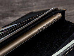Leather Long Wallets for Men Travel Wallet Passport Bifold Wallet for Men