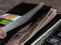 Leather Long Wallets for Men Travel Wallet Passport Bifold Wallet for Men