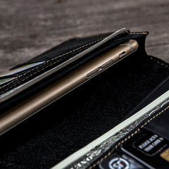 Leather Long Wallets for Men Travel Wallet Passport Bifold Wallet for Men
