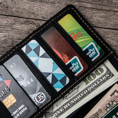 Leather Long Wallets for Men Travel Wallet Passport Bifold Wallet for Men
