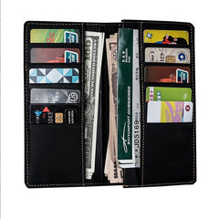 Leather Long Wallets for Men Travel Wallet Passport Bifold Wallet for Men