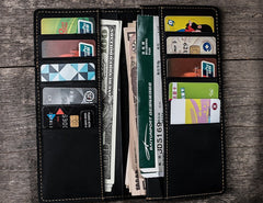 Leather Long Wallets for Men Travel Wallet Passport Bifold Wallet for Men