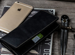 Leather Long Wallets for Men Travel Wallet Passport Bifold Wallet for Men