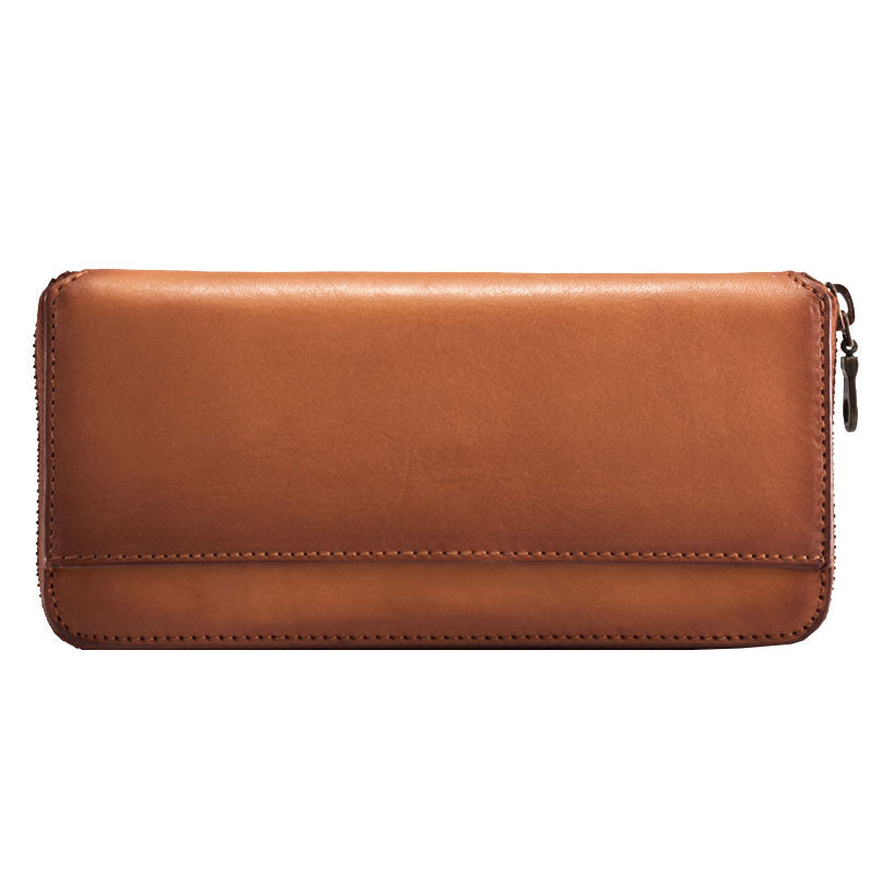 Leather Long Wallets for Men Zipper Long Wallet