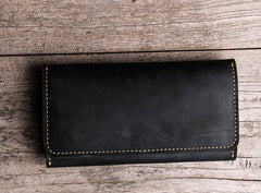 Leather Long Wallets for men Bifold Vintage Men Long Wallet
