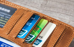 Leather Long Wallets for men Bifold Vintage Men Long Wallet