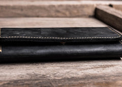 Leather Long Wallets for men Bifold Vintage Men Long Wallet