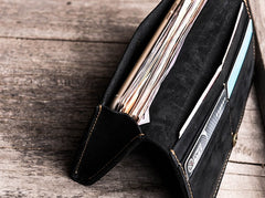 Leather Long Wallets for men Bifold Vintage Men Long Wallet