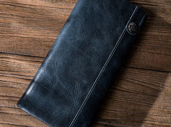 Leather Long Wallets for men Bifold Vintage Men Long Wallet