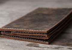 Leather Long Wallets for men Bifold Vintage Men Long Wallet