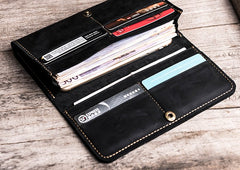 Leather Long Wallets for men Bifold Vintage Men Long Wallet