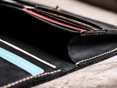 Leather Long Wallets for men Bifold Vintage Men Long Wallet