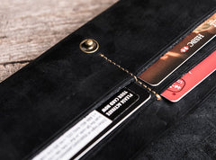 Leather Long Wallets for men Bifold Vintage Men Long Wallet