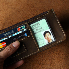 Leather Long Wallets for men Bifold Vintage Men Long Wallet