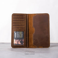 Leather Long Wallets for men Bifold Vintage Men Long Wallet