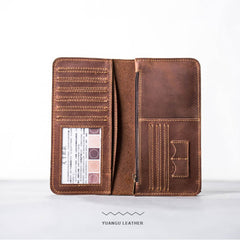 Leather Long Wallets for men Bifold Vintage Men Long Wallet