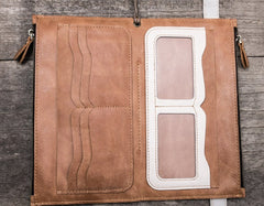 Leather Long Wallets for men Bifold Vintage Men Long Wallet