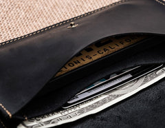 Leather Long Wallets for men Vintage Bifold Men Long Wallet