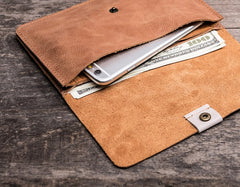 Leather Long Wallets for men Vintage Bifold Men Long Wallet