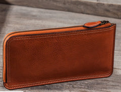 Leather Long Wallets for men Zipper Bifold Vintage Men Long Wallet
