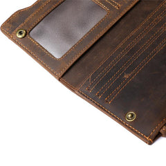 Leather Long wallets for Men Wallet Vintage Zipper Credit Cards Wallet for Men Bifold - iwalletsmen
