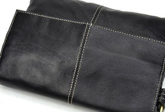 Cool Leather Mens Black Messenger Bag Shoulder Bag for Men - iwalletsmen