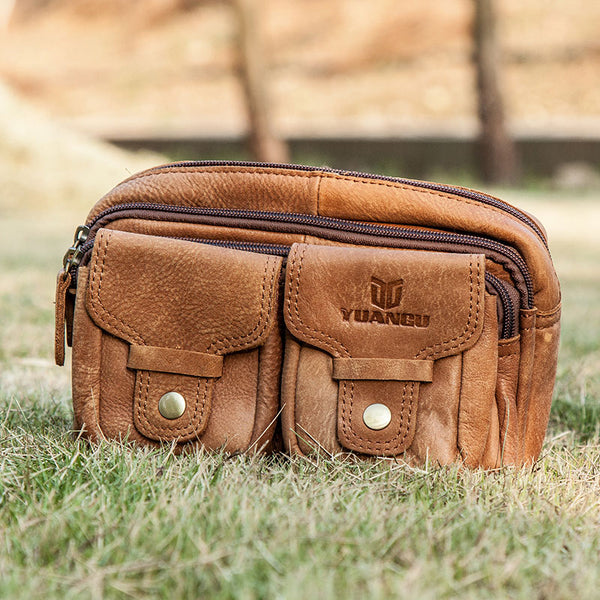 Leather Men Fanny Pack Waist Bag Hip Pack Belt Bag Bumbag for Men