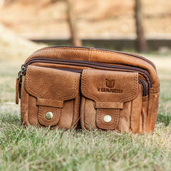 Leather Men Fanny Pack Waist Bag Hip Pack Belt Bag Bumbag for Men