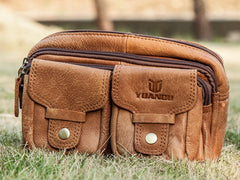 Leather Men Fanny Pack Waist Bag Hip Pack Belt Bag Bumbag for Men