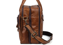 Leather Men Large Briefcase Handbag Travel Bag OverNight Bags For Men - iwalletsmen