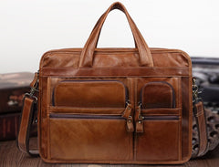 Leather Men Large Briefcase Handbag Travel Bag OverNight Bags For Men - iwalletsmen