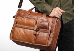 Leather Men Large Briefcase Handbag Travel Bag OverNight Bags For Men - iwalletsmen