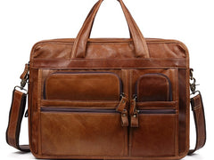 Leather Men Large Briefcase Handbag Travel Bag OverNight Bags For Men - iwalletsmen
