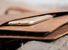 Leather Men Long Wallets for Travel Wallet Bifold Passport Wallet for Men