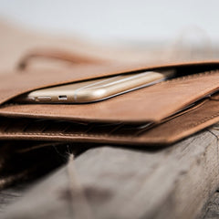 Leather Men Long Wallets for Travel Wallet Bifold Passport Wallet for Men