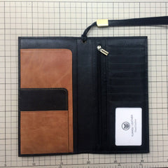 Leather Men Long Wallets for Travel Wallet Bifold Passport Wallet for Men