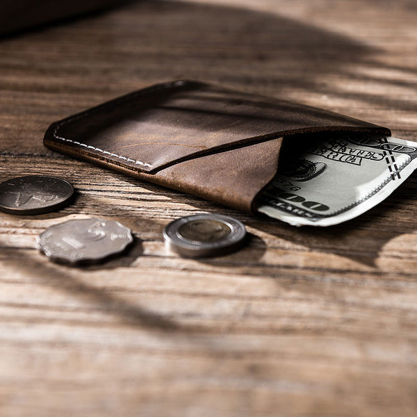 Leather Men Slim Small Card Wallet Change Small Wallet for Men