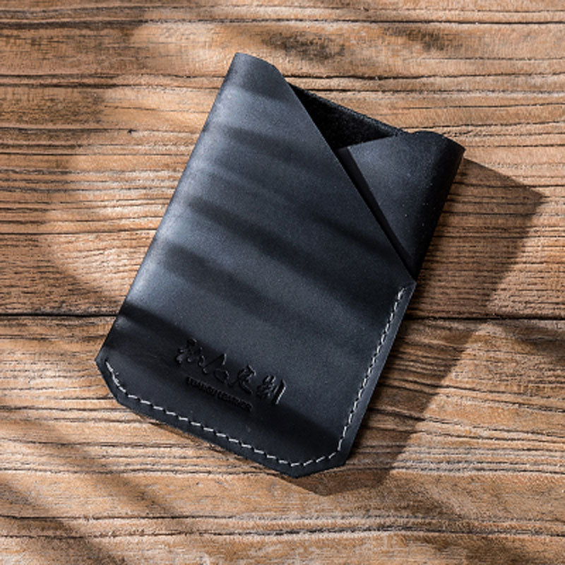 Leather Men Slim Small Card Wallet Change Small Wallet for Men