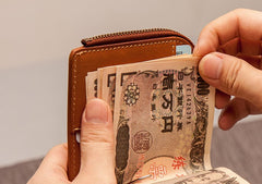 Leather Men Slim Small Wallet Bifold Small Money Clip Wallet for Men